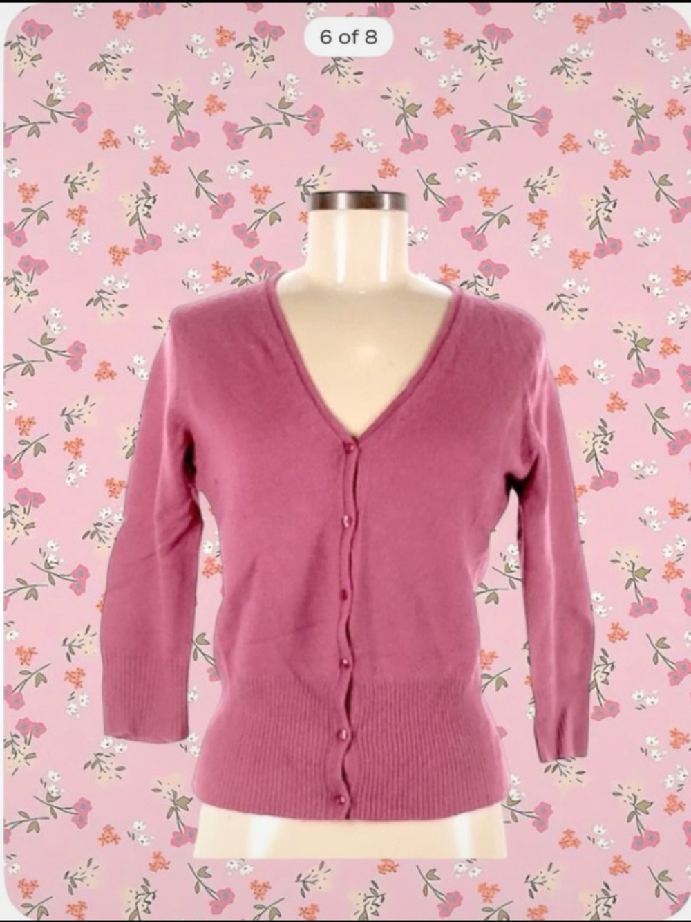 GAP Mauve Pink V‑Neck Button Cardigan Sweater